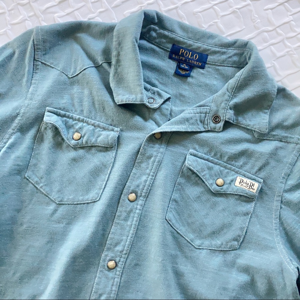 Ralph Lauren Blue Boys knit polo shirt XL 18/20 - Picture 2 of 9